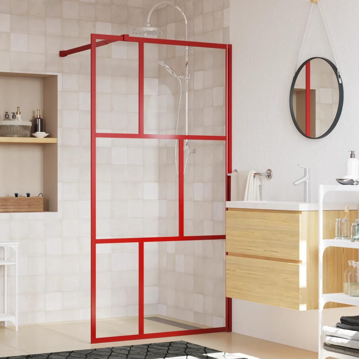 Berkfield Walk-in Shower Wall with Clear ESG Glass Red 100x195 cm