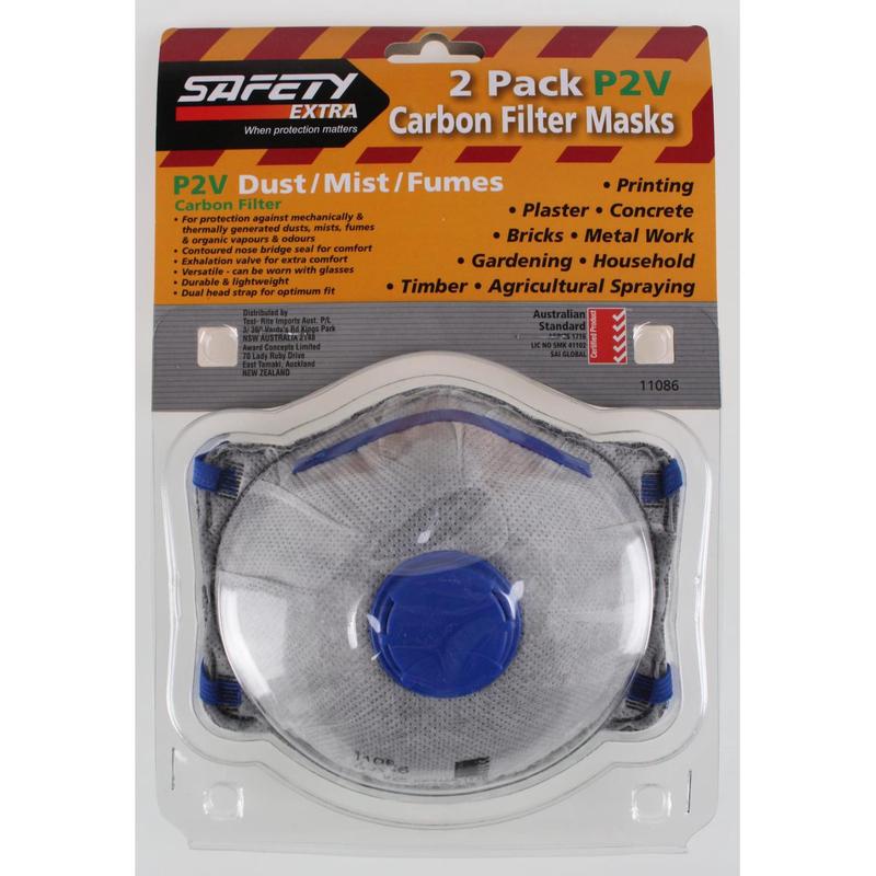 Safety Extra P2V Disposable Carbon Respirator Pack of 2