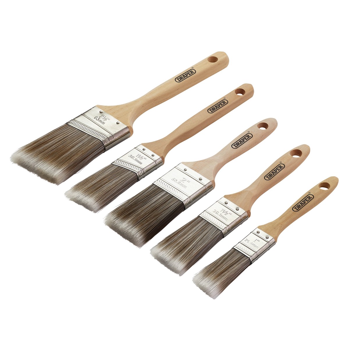 Draper 20445 Wood Handle Paint Brush Set (5 Piece)