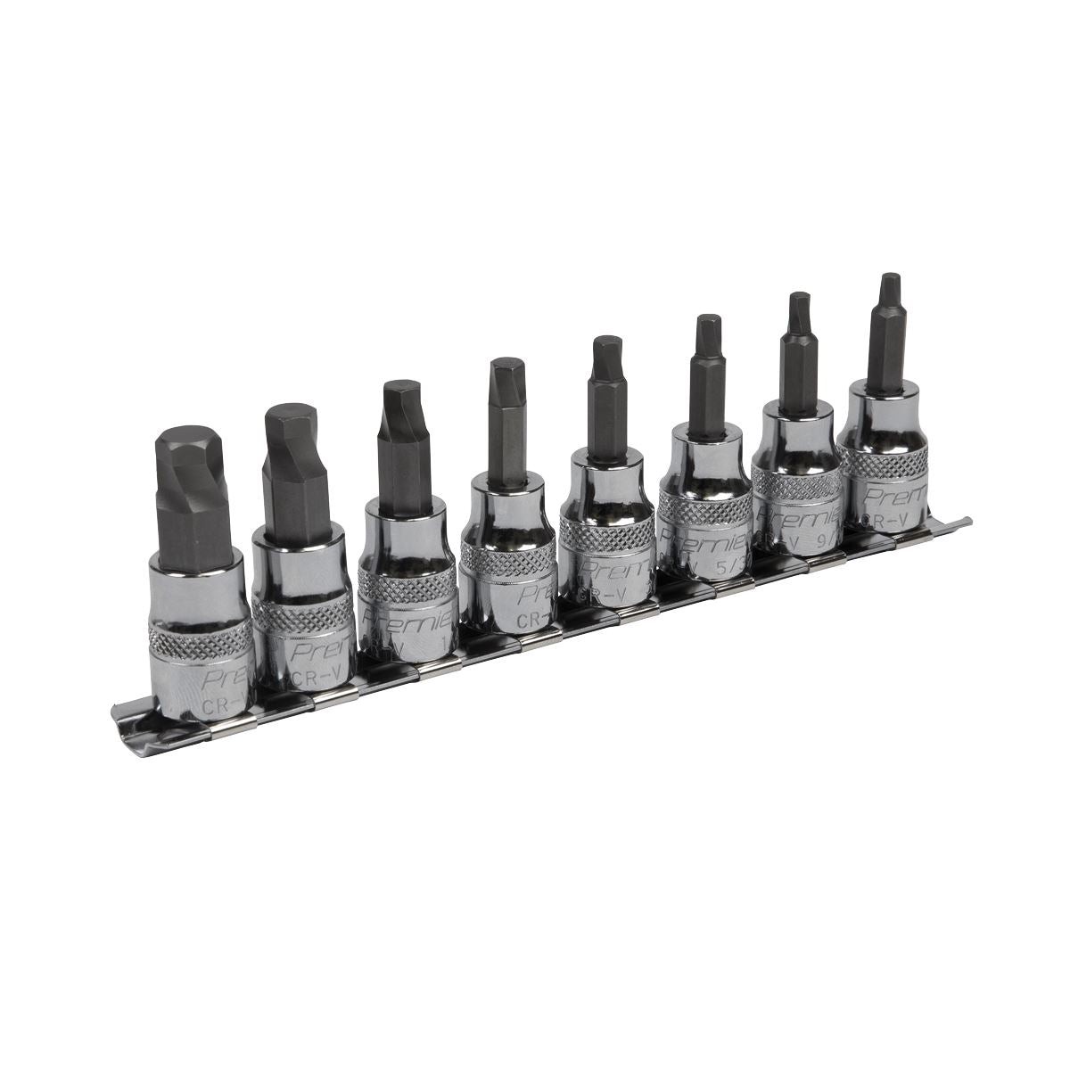 Sealey Hex Socket Bit Set Lock-On 8pc 3/8"Sq Drive Imperial AK65603