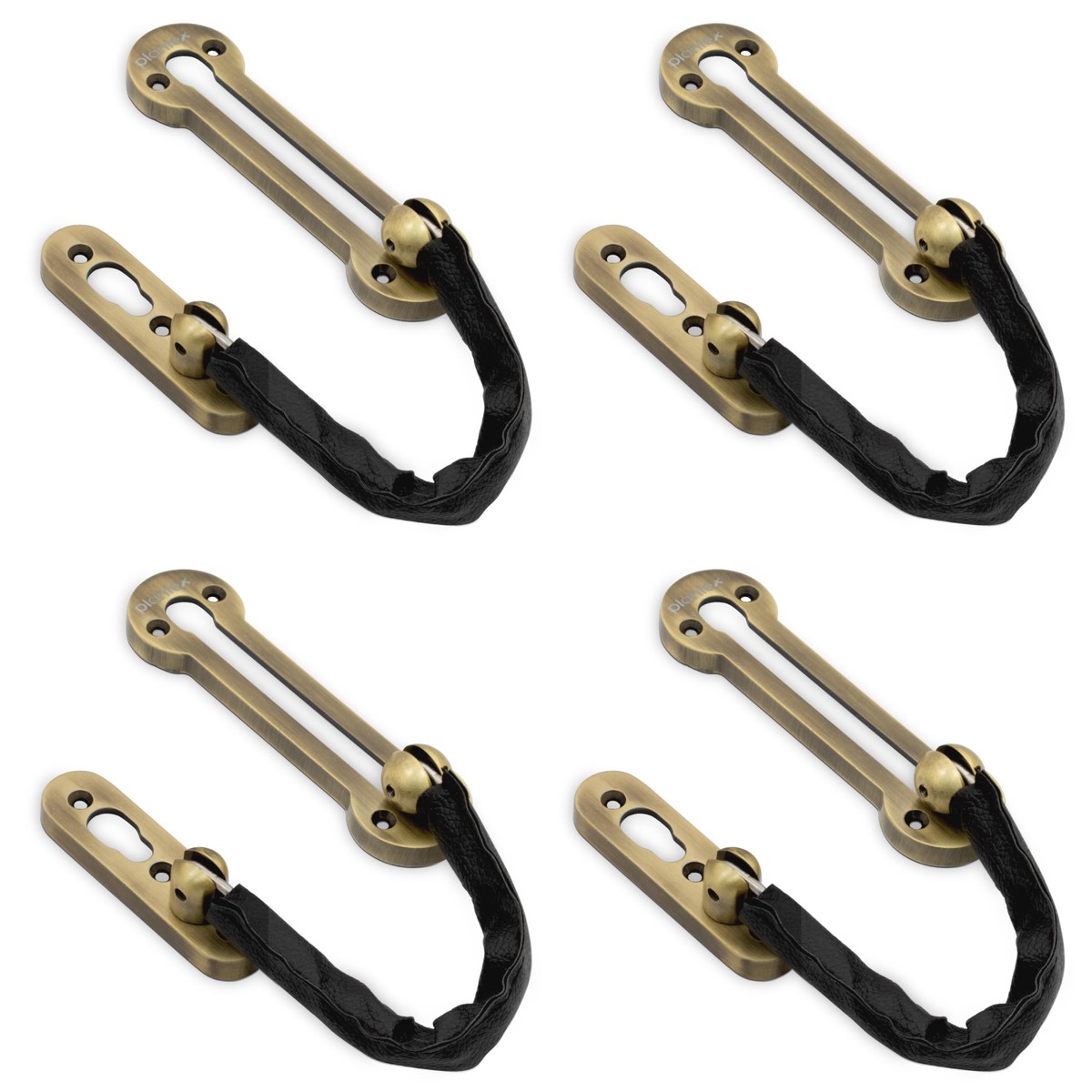 Plantex Door Chain Lock for Main Door/Door Safety Chain/Door Chain Latch/Door Lock for Kids Safety/Chain Lock for Door with Rubber Grip - Pack of 4 (Brass Antique)