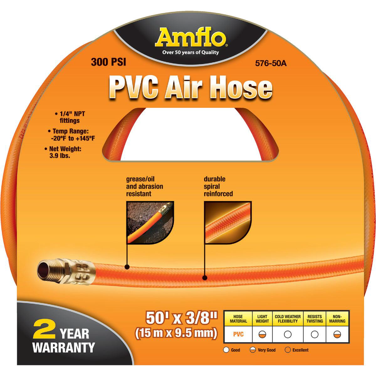 Amflo 38 In x 50 Ft PVC Air Hose