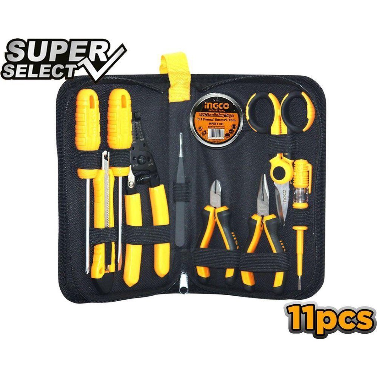 Ingco HKETS0111 11pcs Electricians Tool Kit Set (SS)
