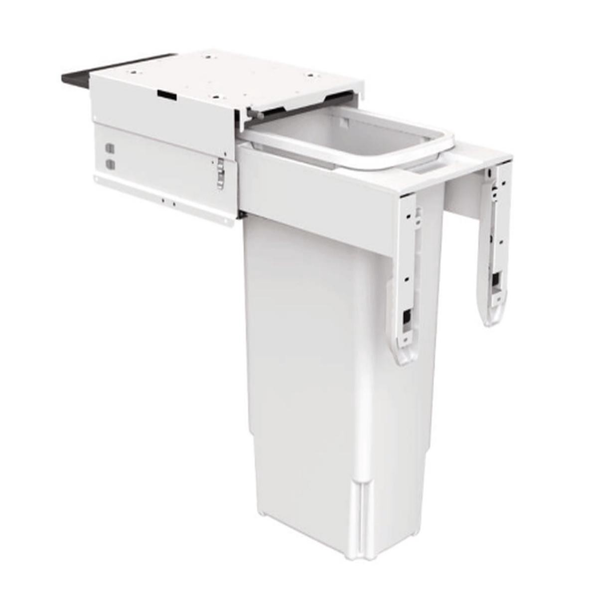 Hideaway Waste Bin System Hideaway Concelo Range 1 x 35Litres Bucket Width 318mm x Height 640mm x Depth 525mm Door Pull 8211 Cinder Arctic White -( Available in 6 Sizes 1 x 35Ltr 2 X 13Ltr 2 x 15L