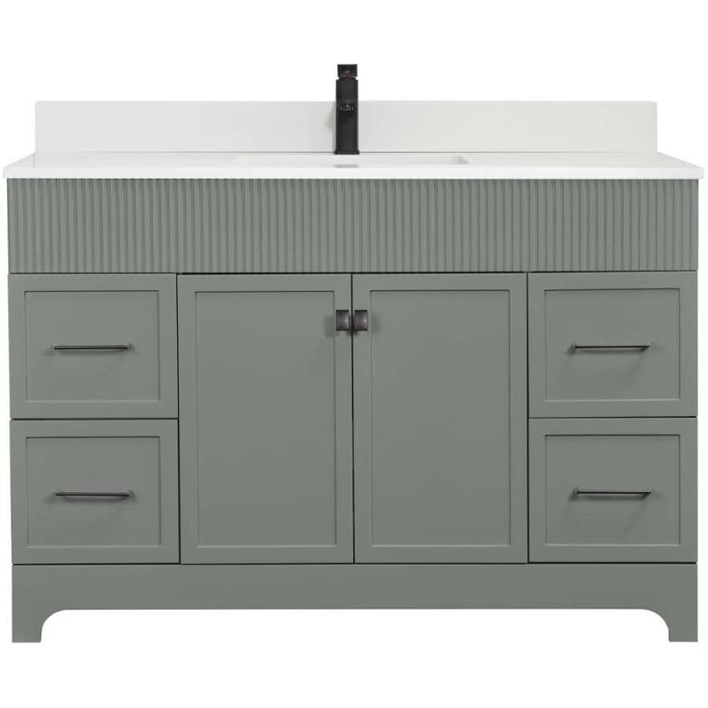 49" W x 22" D Napa Vanity with Cultured Marble Top - 2 Doors + 4 Drawers, Green