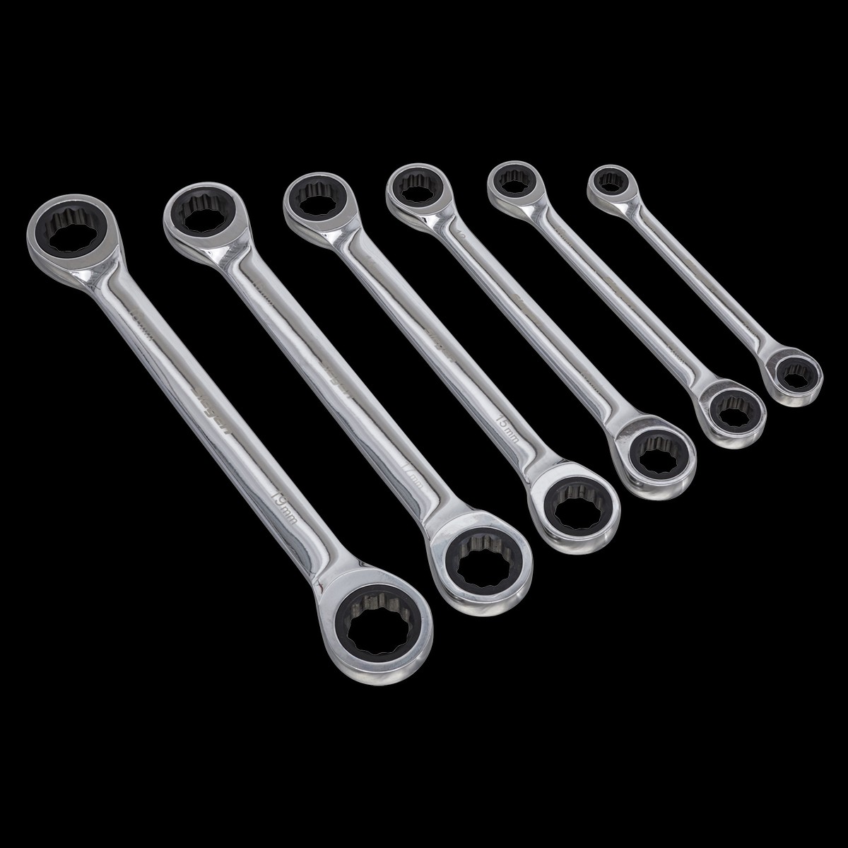Sealey S0636 6pc Double End Ratchet Ring Spanner Set
