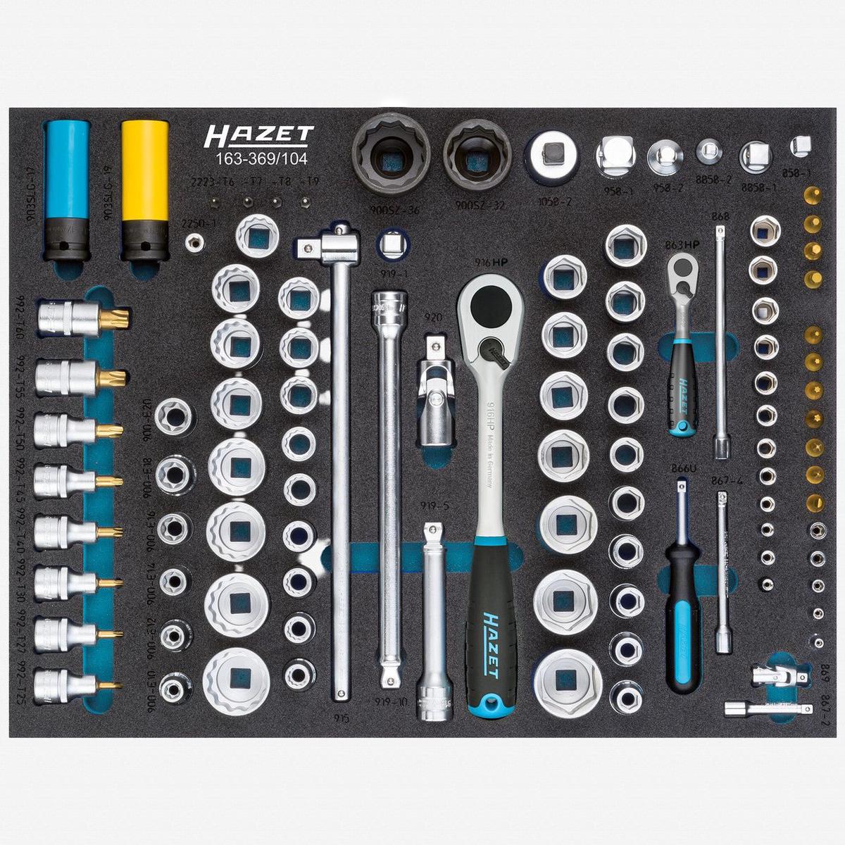 Hazet 163-369/104 1/2" and 1/4" Metric Socket Set, 104 Pieces