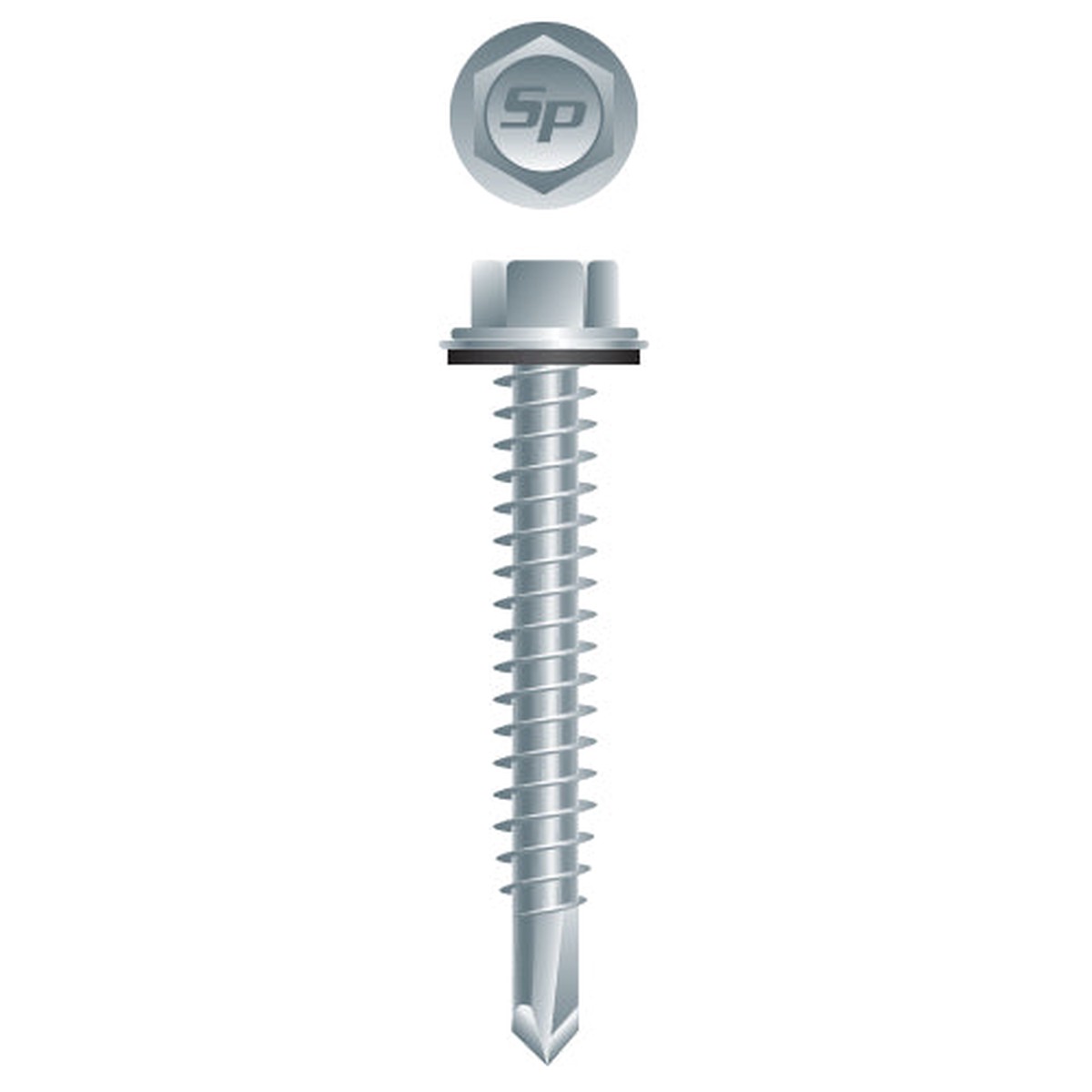 #12 Strong-Point Hex Washer Head w/Washer 12-14 x 2-1/2, Zinc