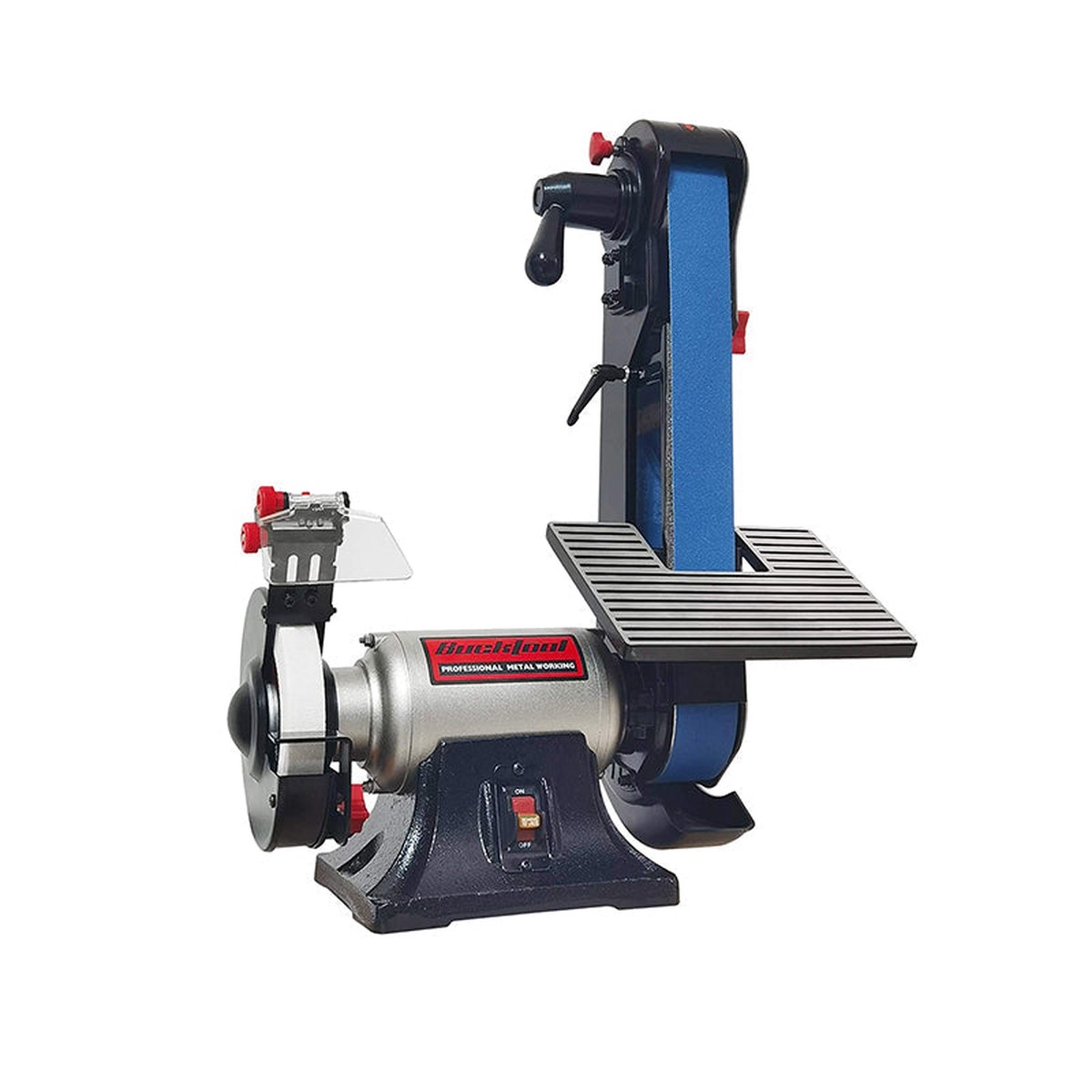 BUCKTOOL Combo Belt Sander and Bench Grinder 2 x 42 Belt 6 Grinder 12HP 35 A motor Knife Sharpener with Large Work Table BG2600