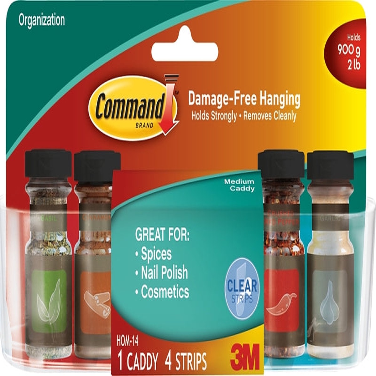 Command HOM-14 Medium Caddy 2 lb Capacity Plastic Clear