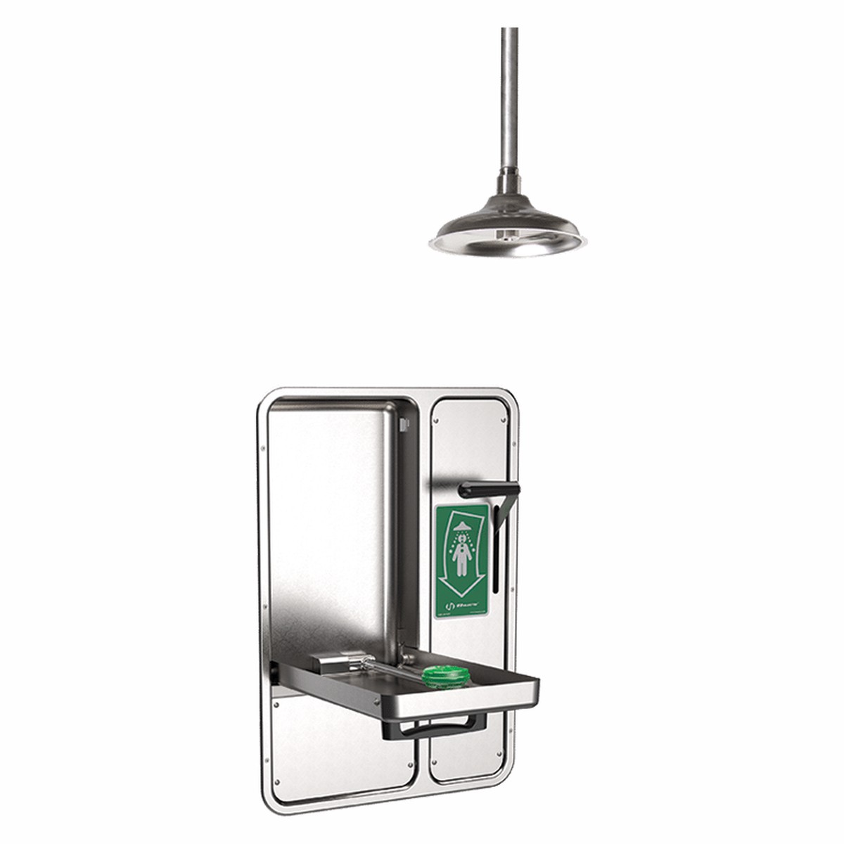 Barrier Free Ceiling-mounted Shower and Recessed Eye/Face Wash w/Drain Pan