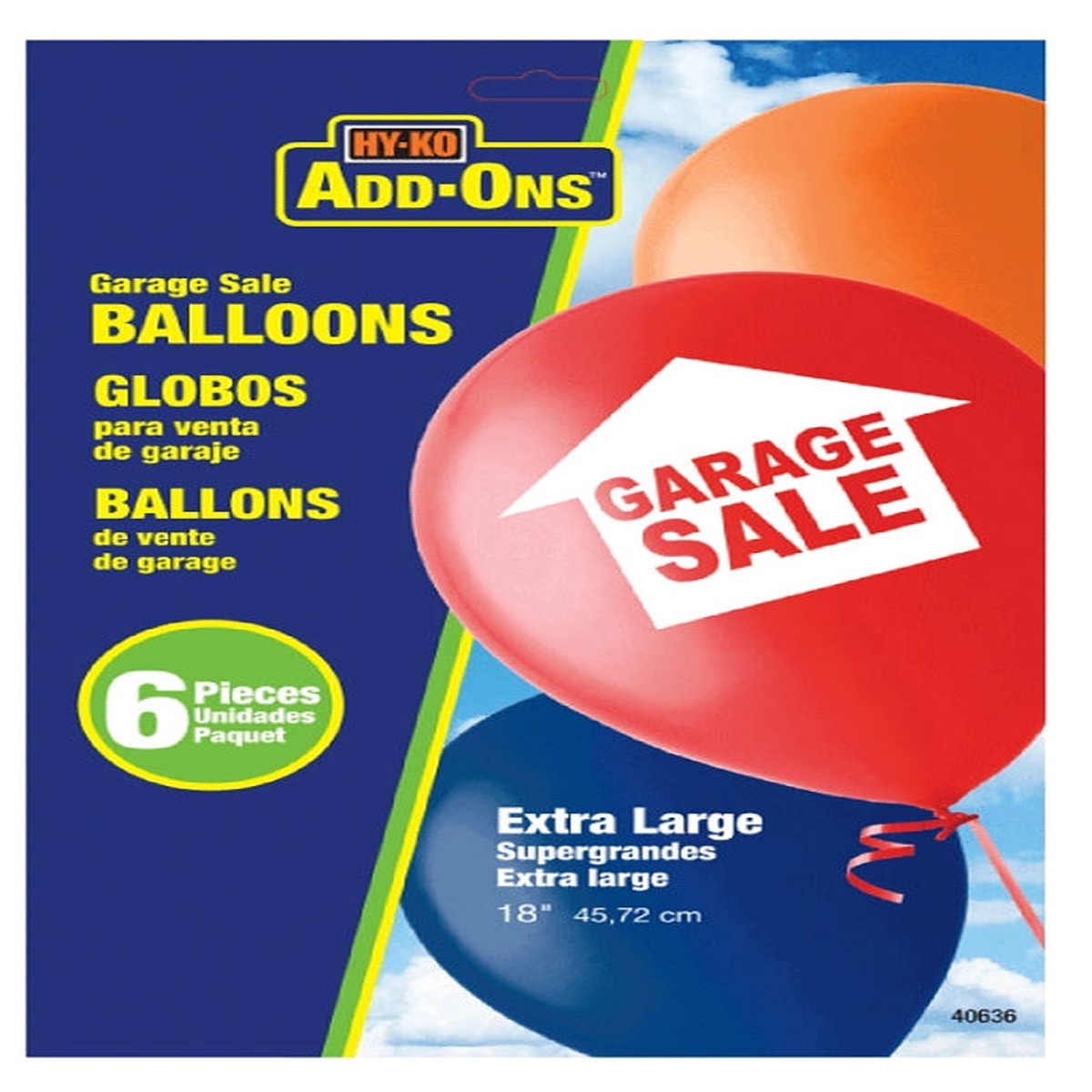 Hy-Ko ADD-Ons Series 40636 Balloon GARAGE SALE Vinyl Pack of 5