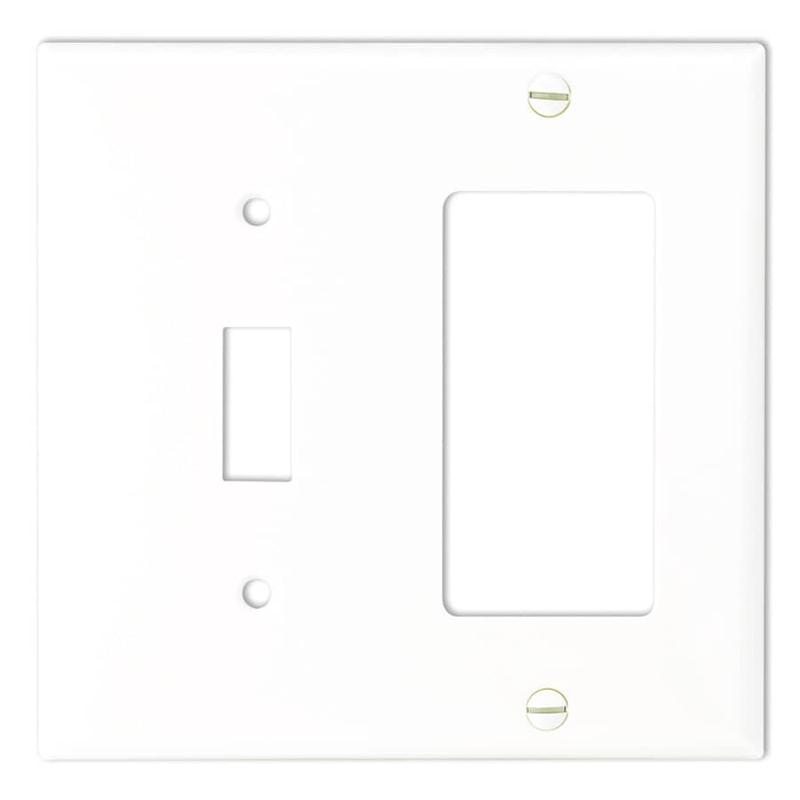 White 1-Toggle/1Decorator Switch/Receptacle Plate