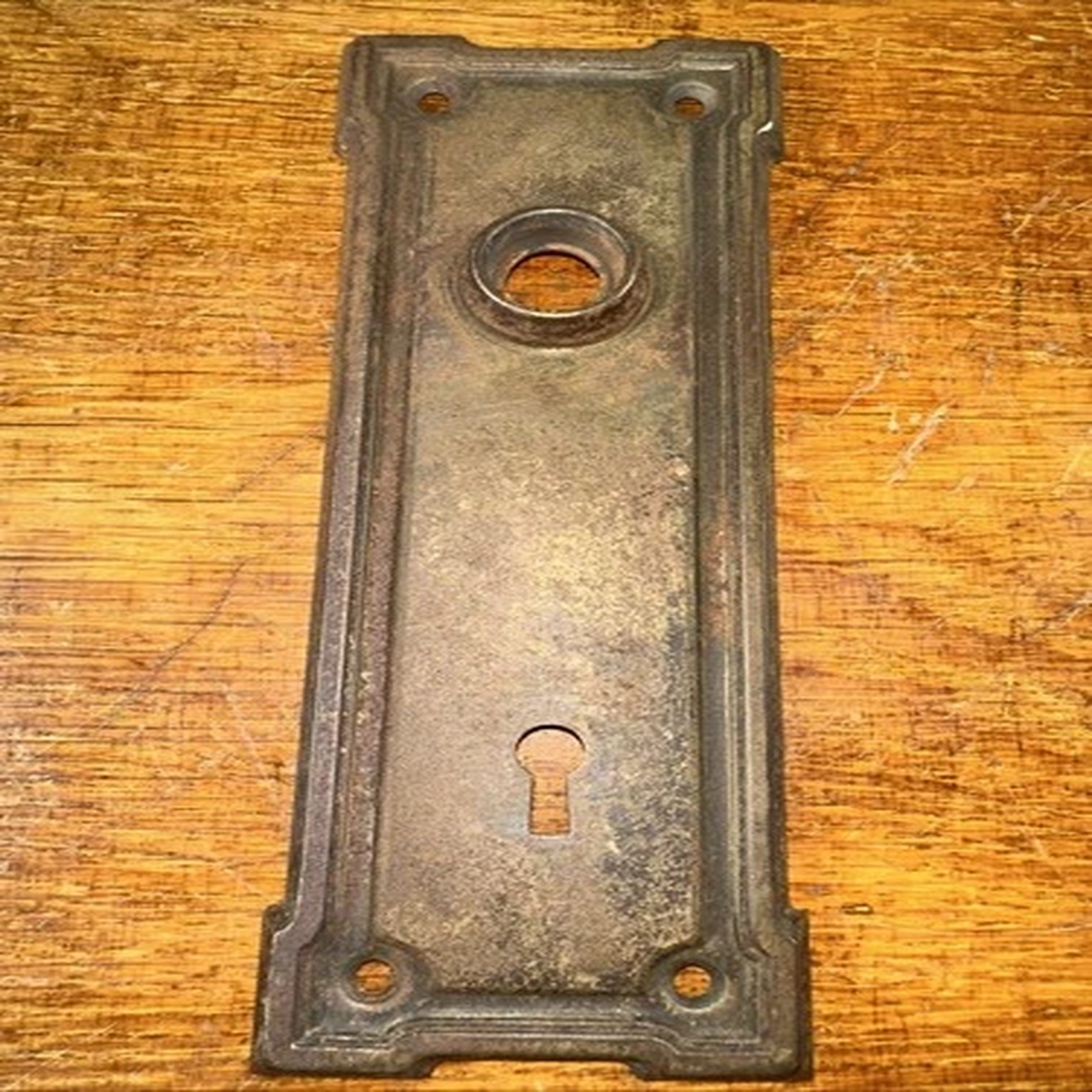 Vintage Skeleton Key Doorknob Back Plate 7 1/2 x 2 3/4 Escutcheon