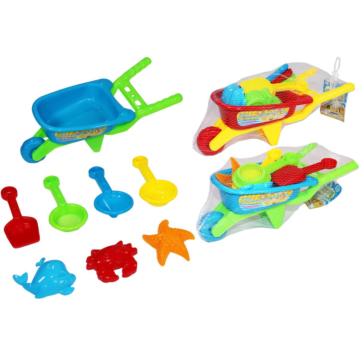 Wheelbarrow Beach Set 8211 8 Pieces Assorted Colours