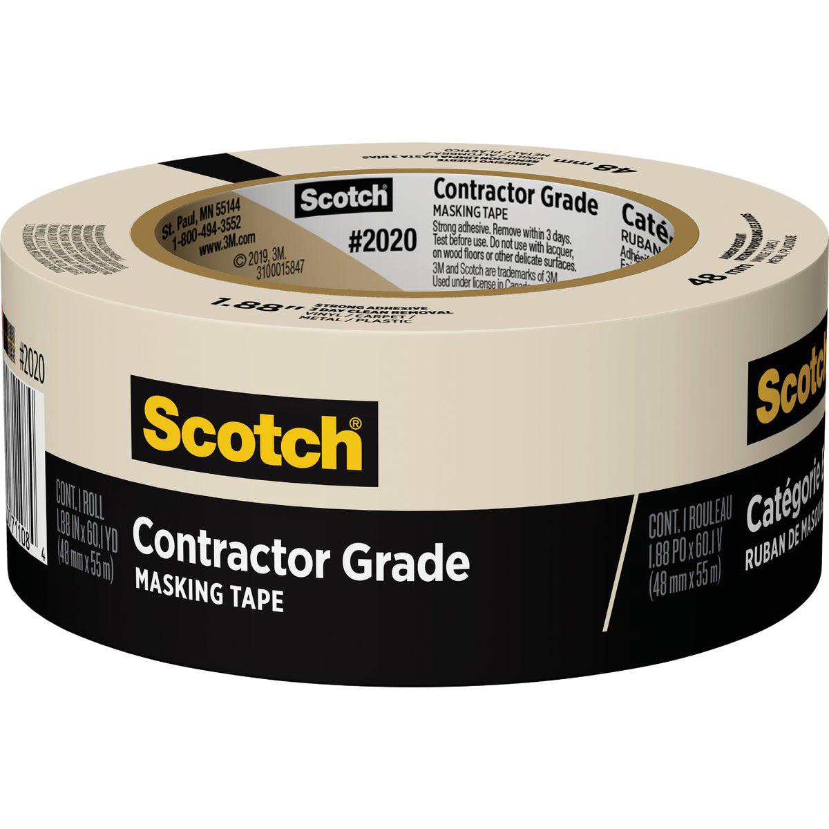 3M Scotch 188 In x 601 Yd Contractor Grade Masking Tape