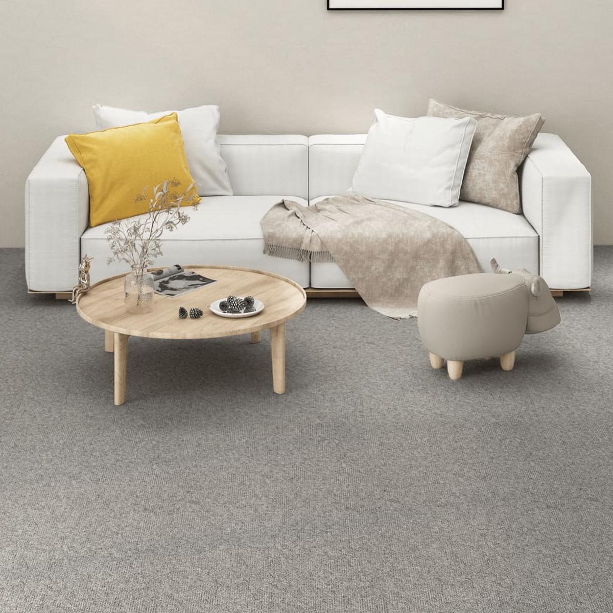 Berkfield Carpet Floor Tiles 16 pcs 4 m__ 25x100 cm Light Grey