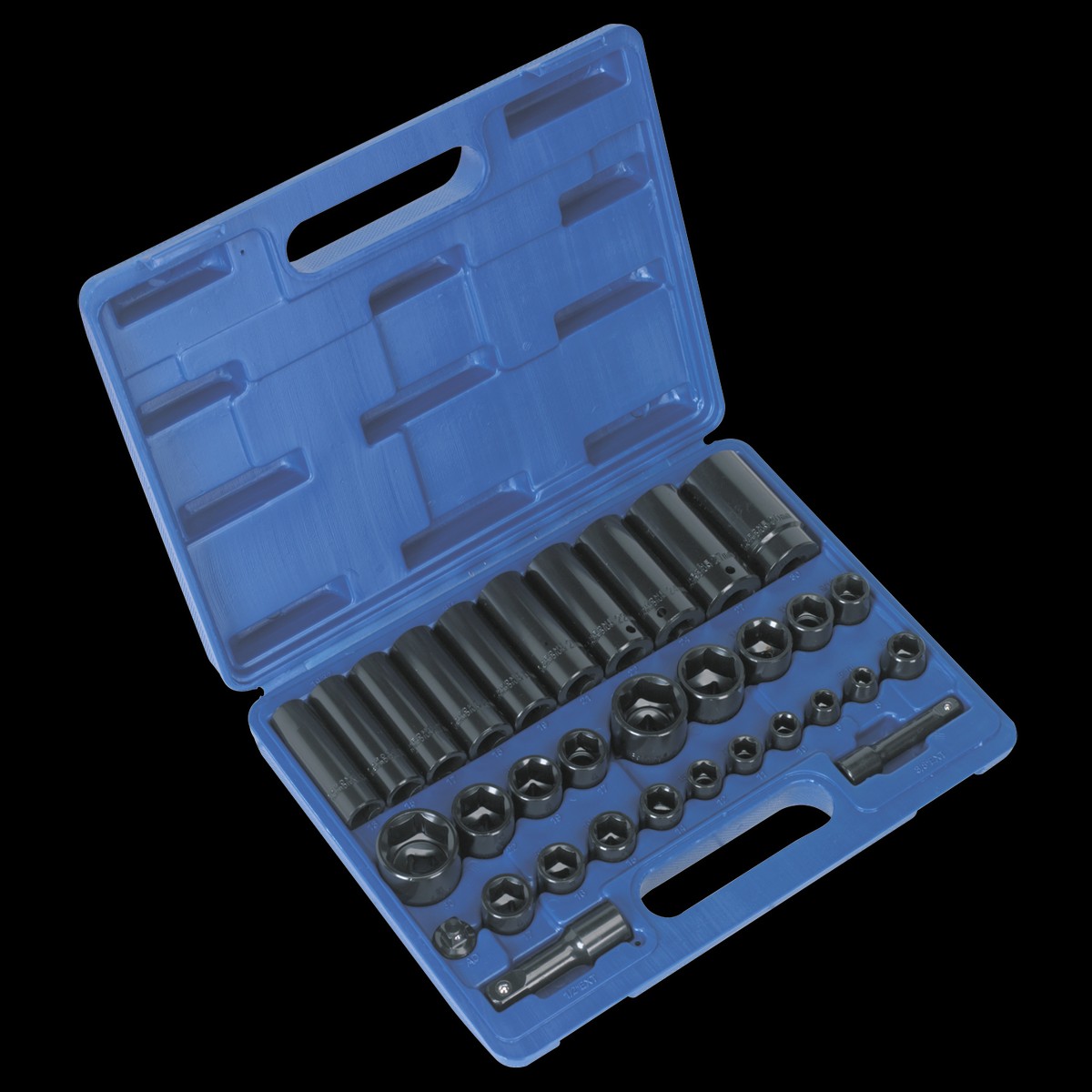 Sealey AK681 32pc 3/8" & 1/2"Sq Drive Impact Socket Set Standard/Deep - Metric/Imperial