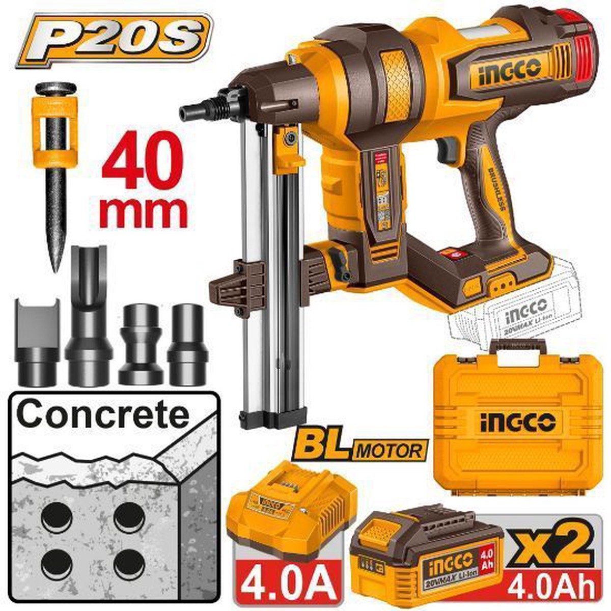 Buildmate x INGCO Cordless Nailer 20V 40MM DIY Power Tool CCNLI9008 ICPT