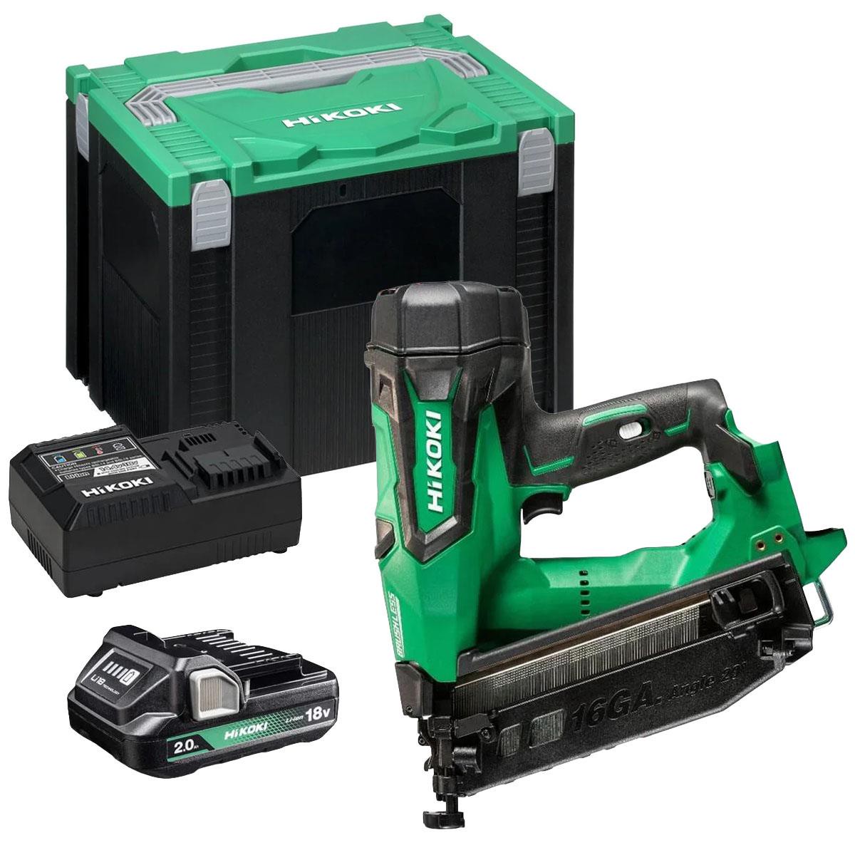 Hikoki NT1865DMBJ4Z 18V Brushless 16G Second Fix Nailer with 1 x 2.0Ah Battery Charger & Case