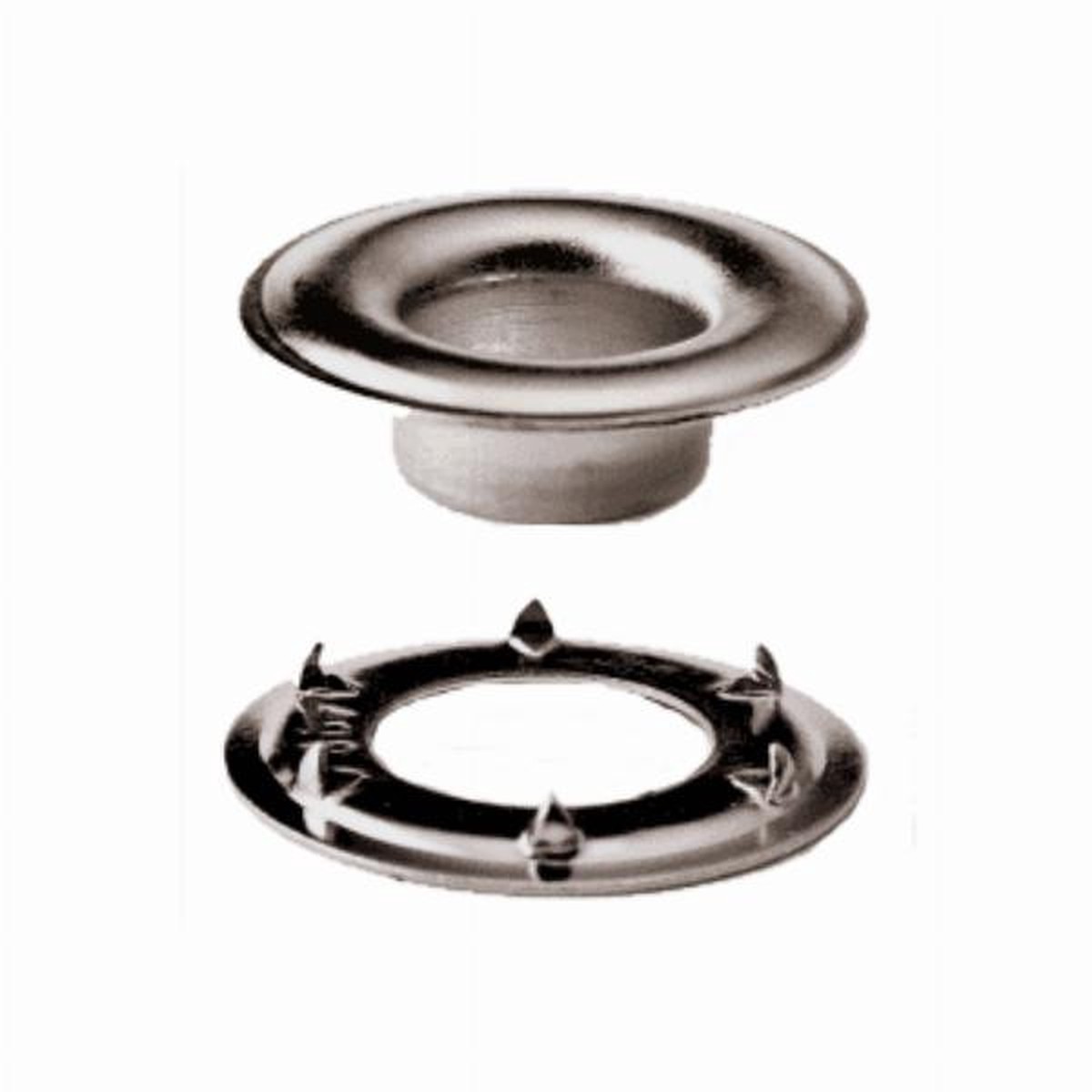Stimpson No. 2 Self Piercing Grommet Eyelets - Nickel Plated Brass