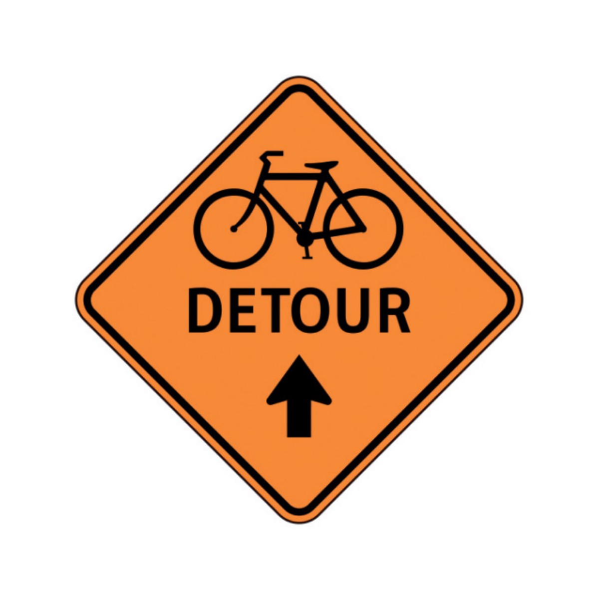 Bike (Symbol), Detour Ahead (Arrow) Aluminum Sign - 75x75cm and 120x120cm