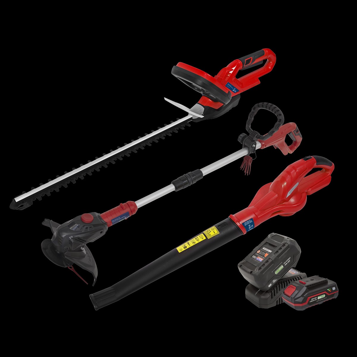 Sealey CP20VCOMBO6 20V SV20 Series 3 x Garden Power Tool Kit - 2 Batteries