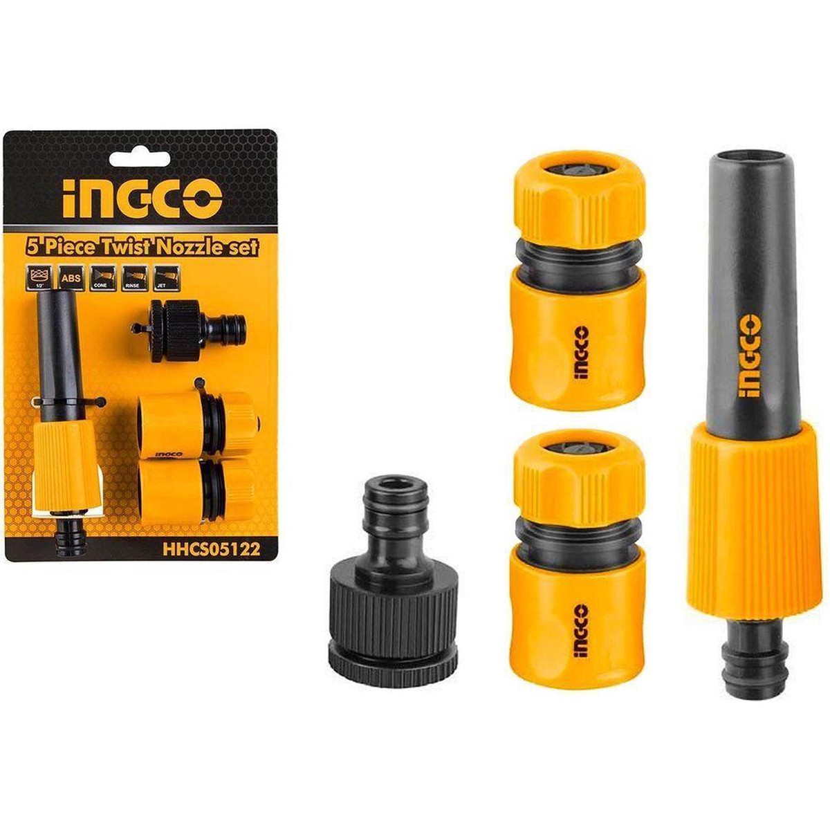 Ingco HHCS05122 5pcs Twist Nozzle Hose Connector Set