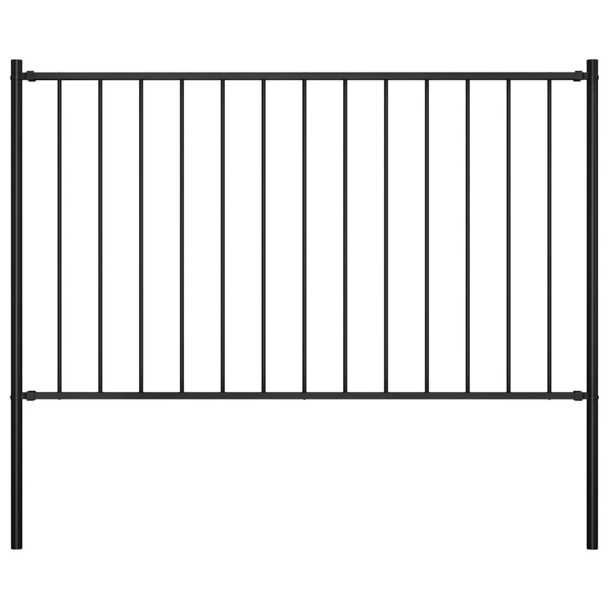 Berkfield Fence Panel with Posts Powder-coated Steel 1.7x1 m Black
