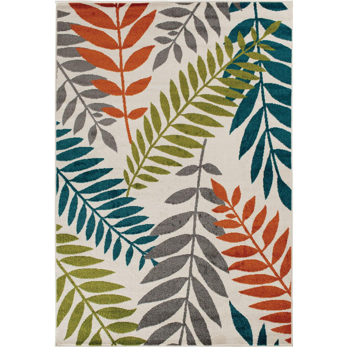 Backyard Bungalow Blythewood 6 Ft 7 In x 9 Ft 6 In Multi-Color Leaves Plush Outdoor Rug