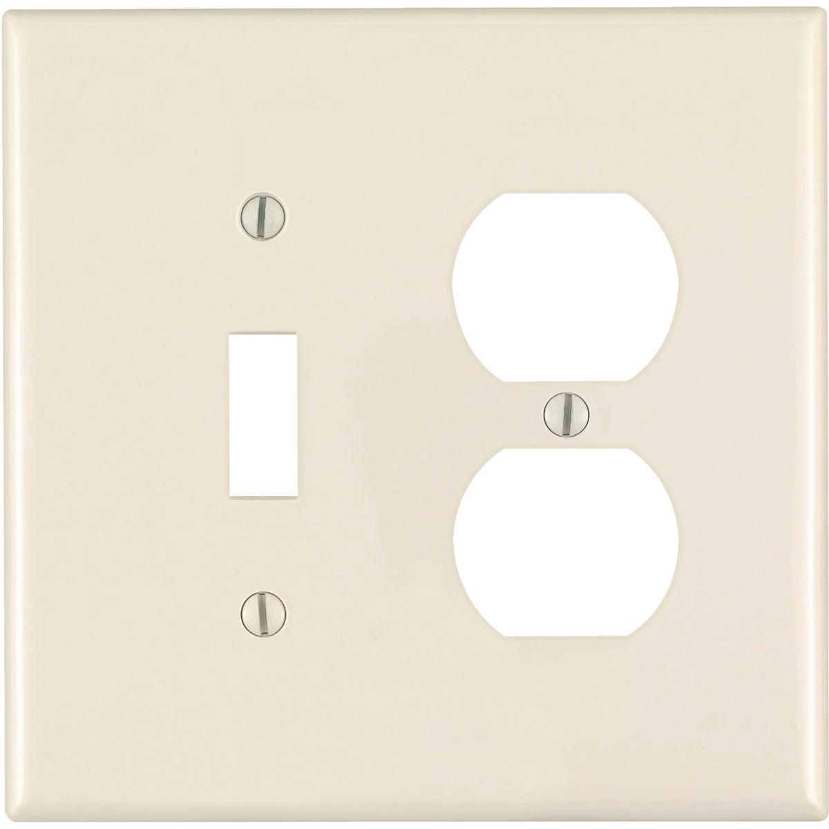 Leviton Mid-Way 2-Gang Thermoplastic Nylon Single ToggleDuplex Outlet Wall Plate Light Almond