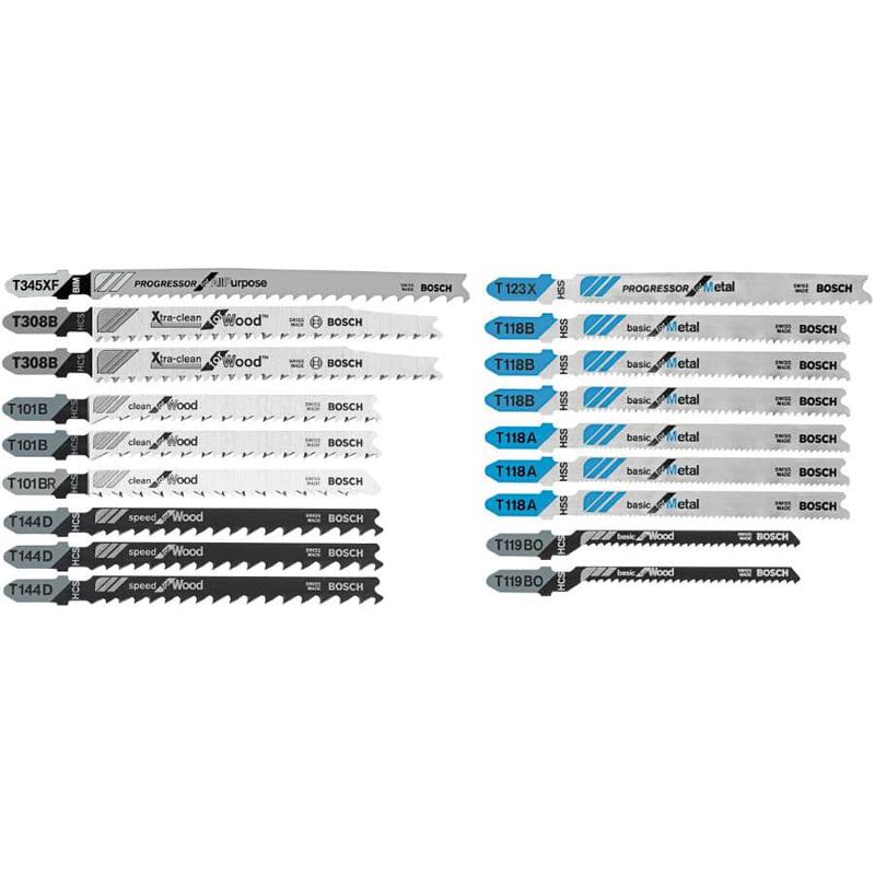 18 Piece T-Shank Jigsaw Blade Set, for Metal Cutting with Case