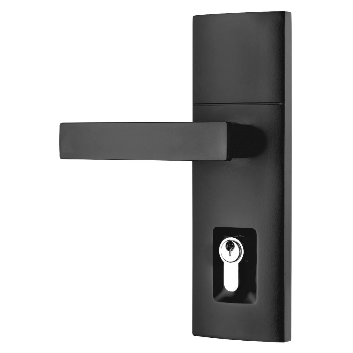Gainsborough Trilock Contemporary Angular Double Cylinder Entrance Lever Set in Matte Black