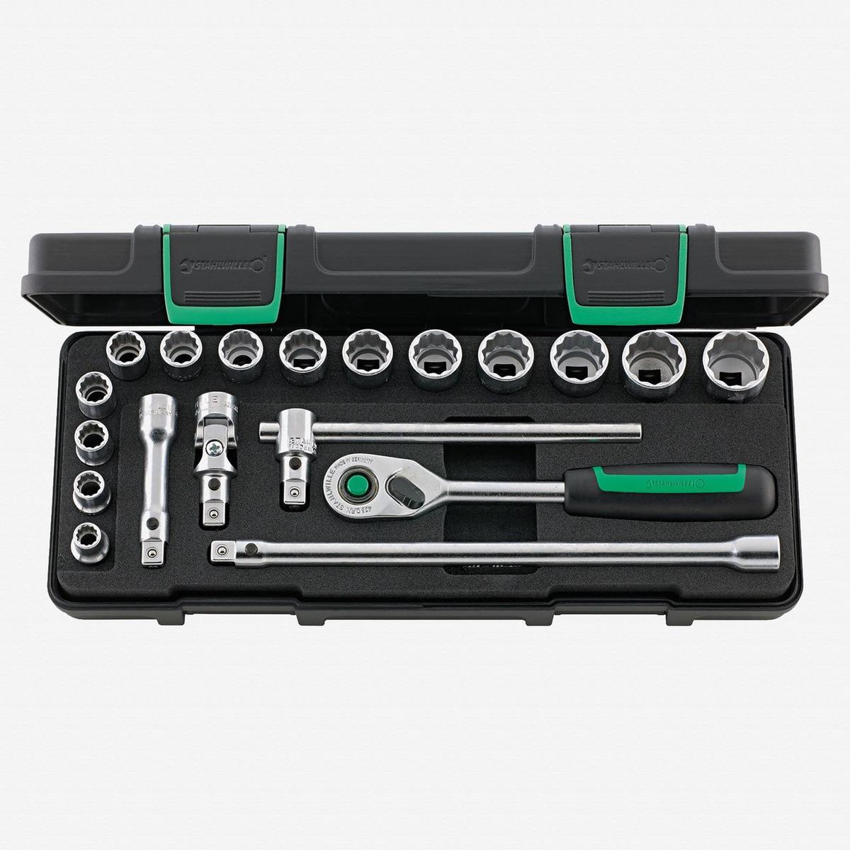 Stahlwille 45/14/5iQR Socket Set, 3/8" Drive, Metric, 8-22mm, 12-Point, 19 Pieces