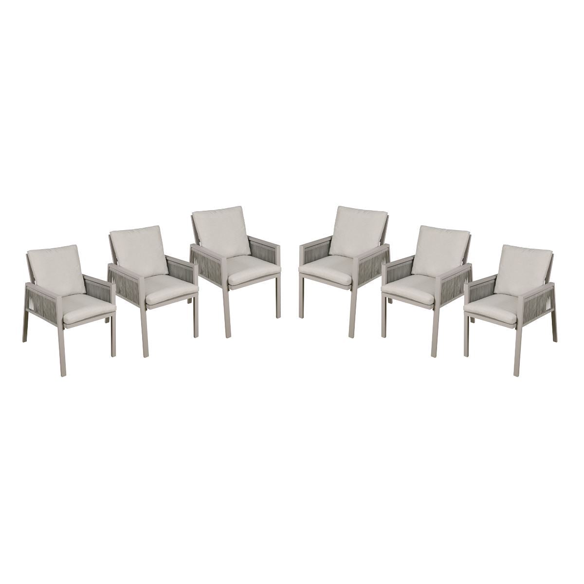Dellonda Fusion Garden/Patio Dining Chair with Armrests, Set of 6, Light Grey - DG49 DG49