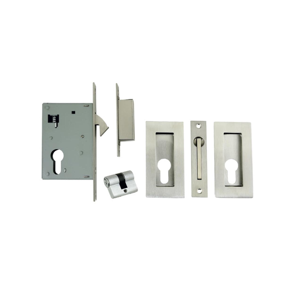 Square Style Euro Sliding Lock Kit By Zanda - Stainless Steel