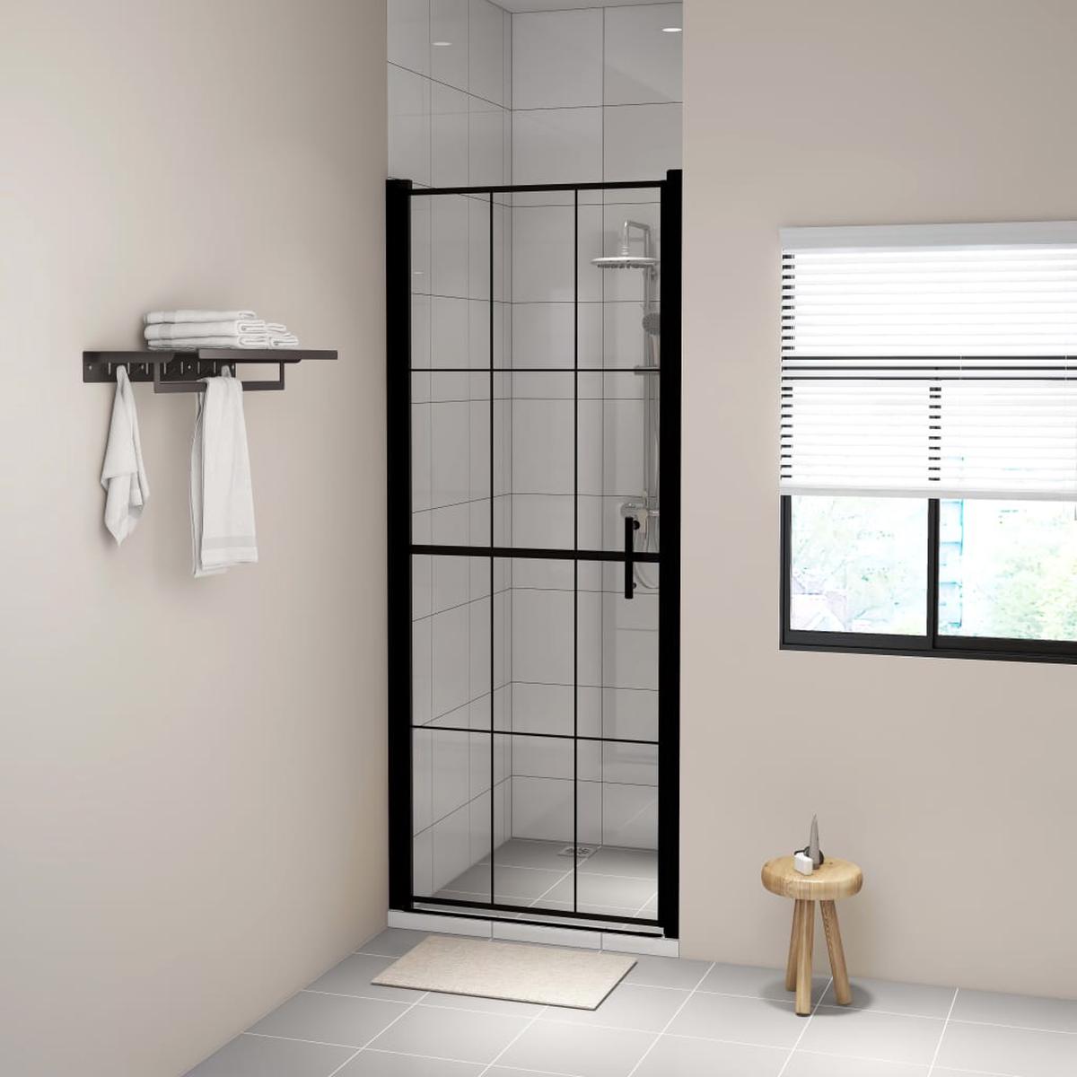 Berkfield Shower Door Tempered Glass 81x195 cm Black