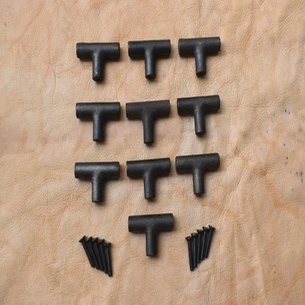Vintage Cast iron knob Handles T Shape Cabinet Dresser Drawer Pulls knobs 10 pc