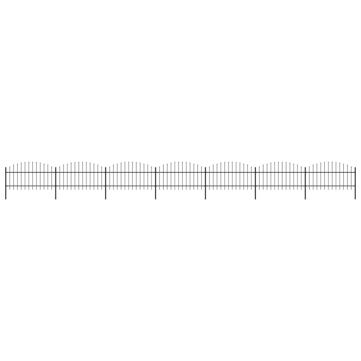 Berkfield Garden Fence with Spear Top Steel (1-1.25)x11.9 m Black