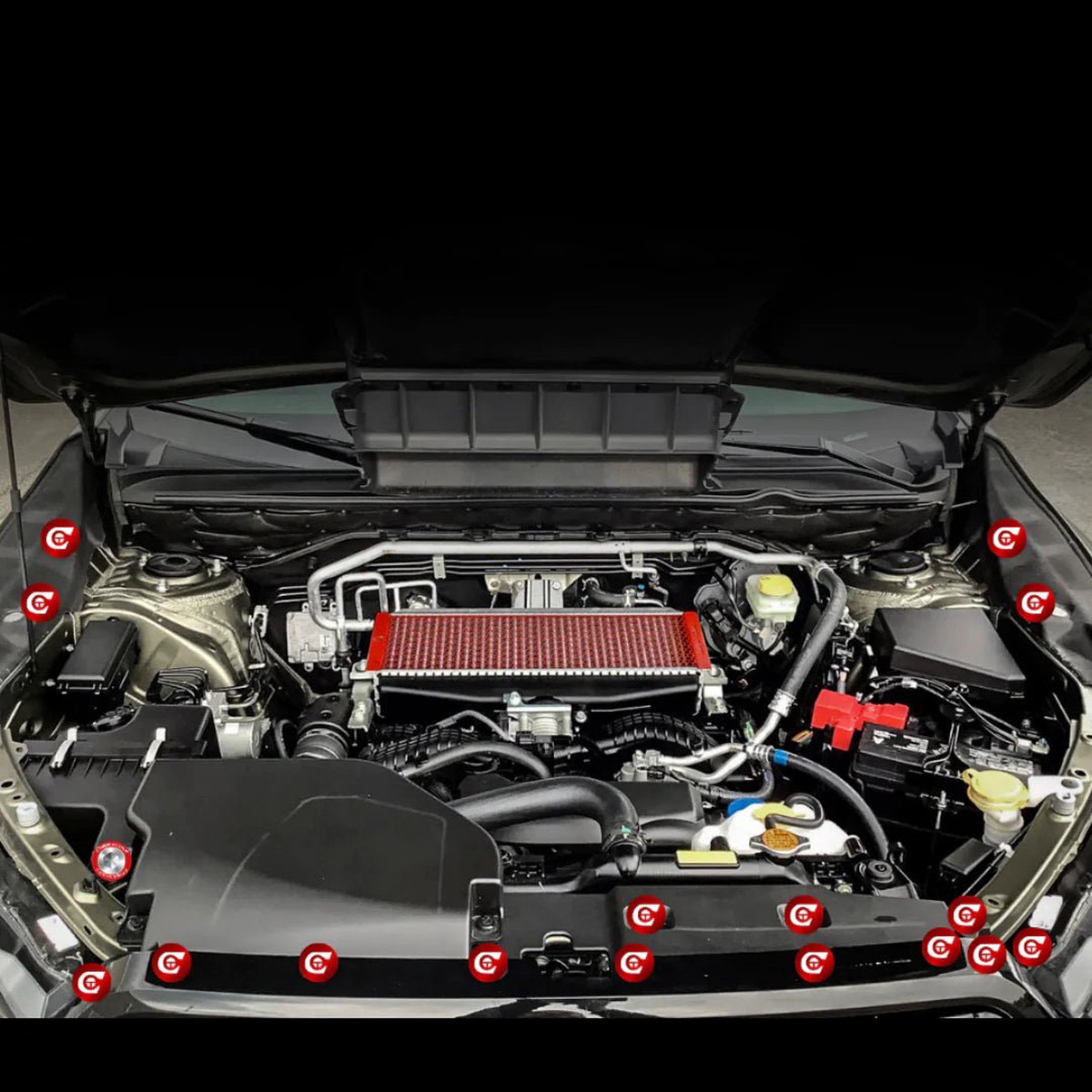Compressive Engine Dress-Up Clips 17 Piece Complete Kit 2019-2023 Ascent AnodizedRed