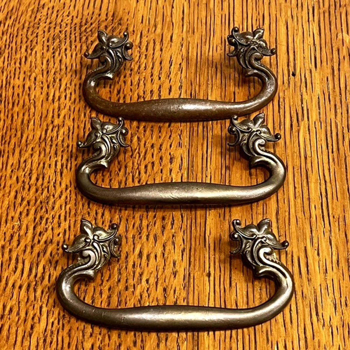 Vintage Victorian Ornate Drawer Pulls Brass Handles Dresser Chest #H36