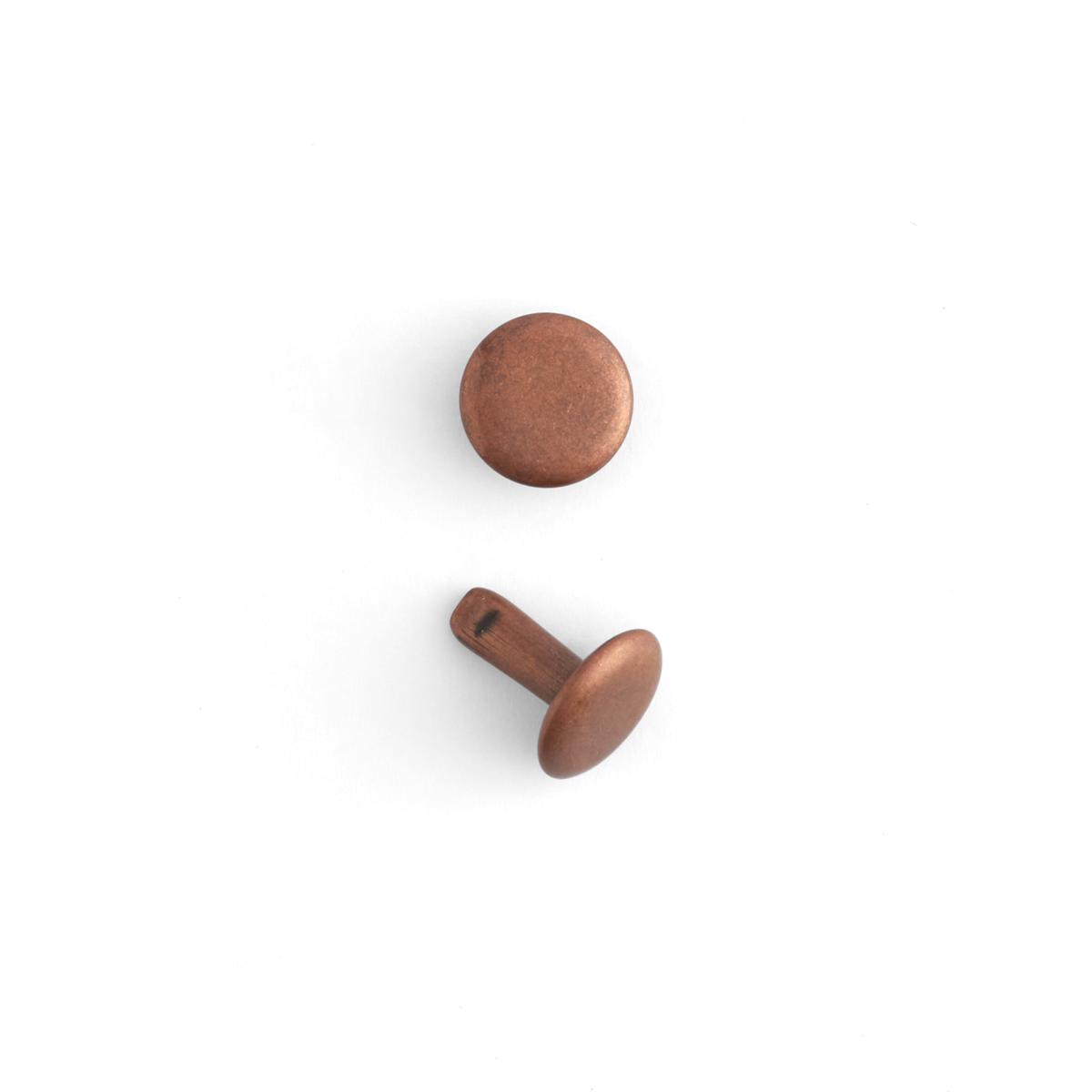 Double Cap Rivets 100 Pack - Antique Copper Plate | Large
