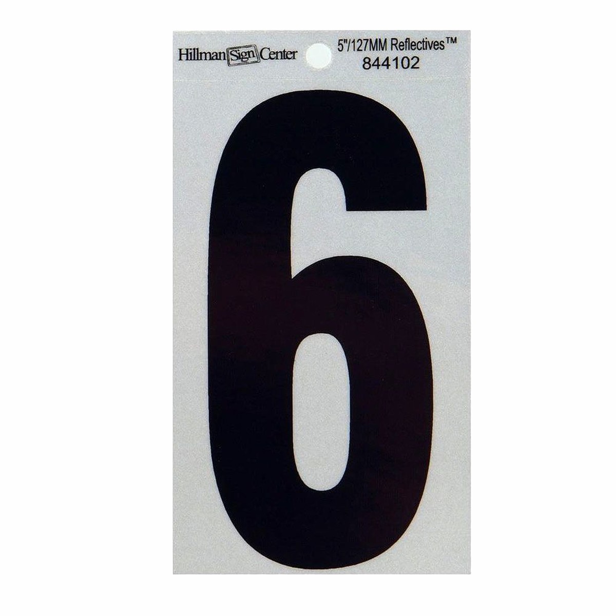 Hillman 5-In. Black & Silver Reflective Adhesive House Number 6