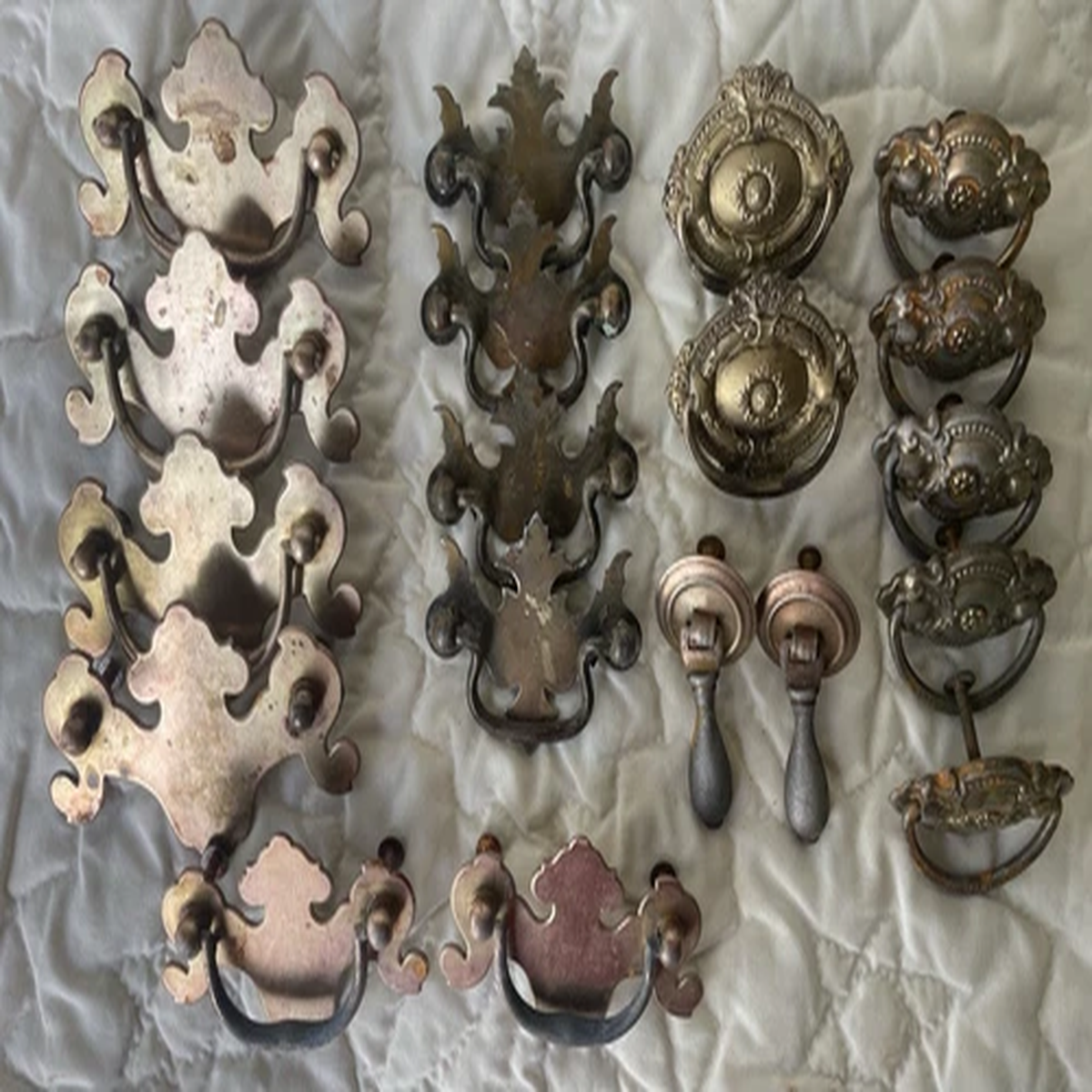 Vintage Hardware Drawer Handles & Pulls Mixed Metals Set of 19