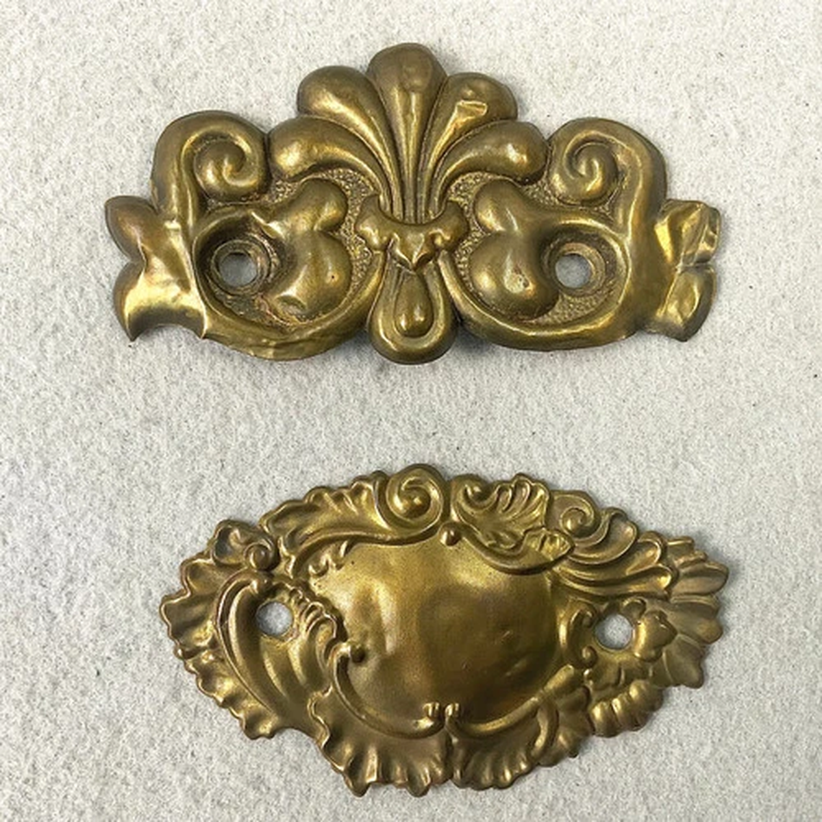 Brass Ornate Decorative Furniture Hardware Plates Backplates Vintage Lot of 2