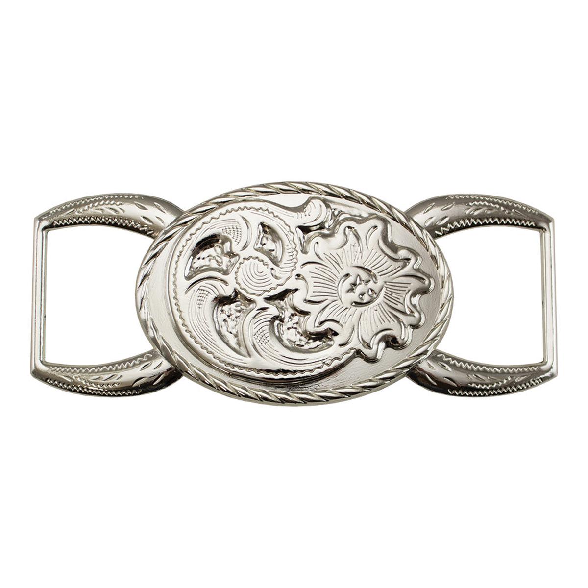 " Floral Oval Connector - Silver Plate