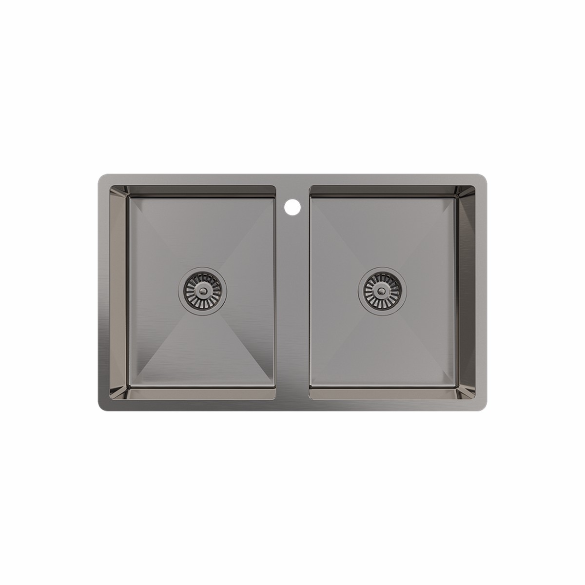 Alma Jack 820x500 Double Bowl Tap Landing Sink Brushed Gunmetal