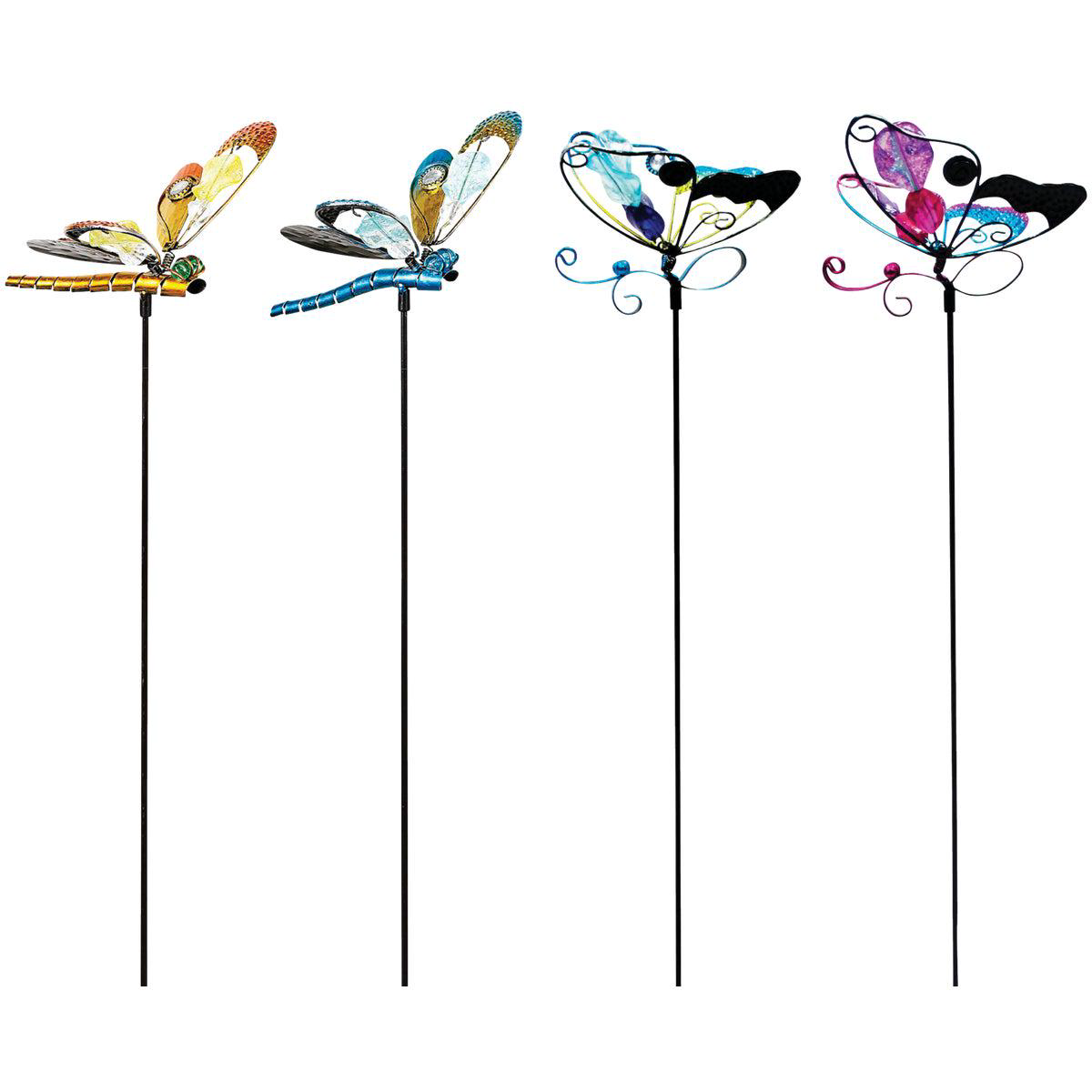 Alpine 36 In Metal 038 Glass Assorted Insect Garden Stake Lawn Ornament