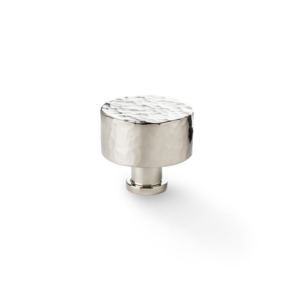 Alexander and Wilks Leila Hammered Cupboard Knob - Available in Various Finishes and Sizes - Polished Nickel | 35mm