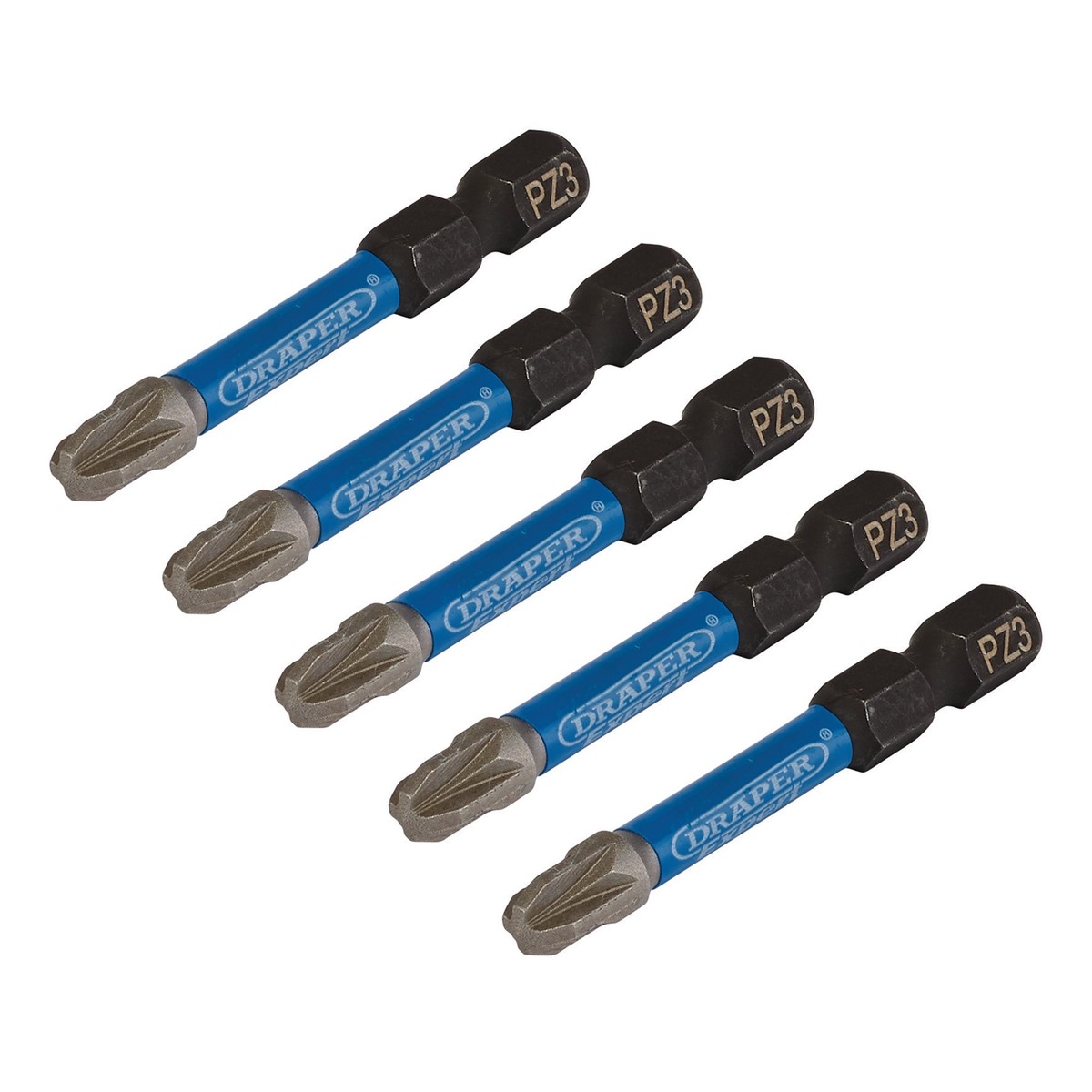 Draper 05648 Draper Expert PZ-Type Impact Screwdriver Bits, No.3 x 50mm, 1/4" Hex (Pack of 5)